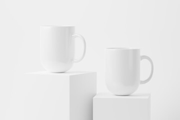 Ceramic Mug Cup For Coffee Tea White Blank 3D Rendering Mockup