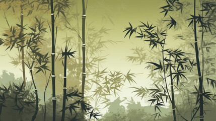 Bamboo Thicket Wallpaper Print . generative AI