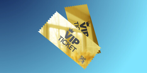 gold ticket vector vip concert party 3d