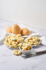 Uncooked fresh homemade gnocchi. Italian cuisine