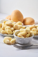 Fresh homemade uncooked gnocchi Italian dumplings