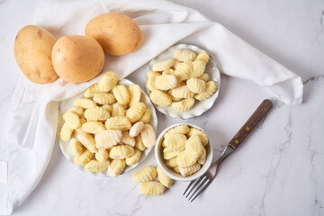 Uncooked fresh homemade gnocchi. Italian cuisine