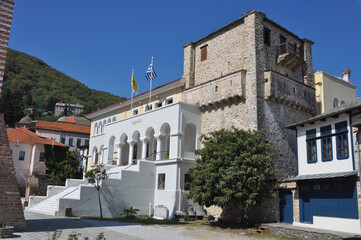 Fototapeta na wymiar The Karyes is a Settlements built on Mount Athos 