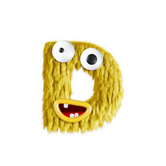 Friendly Monster 3D Alphabet or Letttering PNG Color Mix