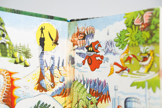 kent, uk 01.01.2023 Castle Grayskull Under Attack Masters of the Universe cartoon book  by John Grant he MAN first edition. 1980s retro cartoon story book.
