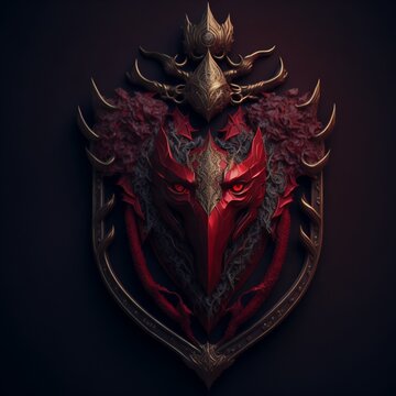 a red shield rcb with rcb details, with golden lion body in centre fractal  isometrics details bioluminescens : a stunning realistic photography, 3d render, octane render, intricately detailed, cinema