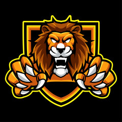 lion animal wild head mascot logo vector illustration