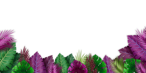 Beautiful colorful Floral leaves bottom side template decoration isolated on transparent background,