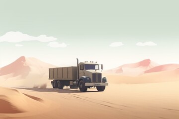 Truck in the desert. Ai generated. Generative AI