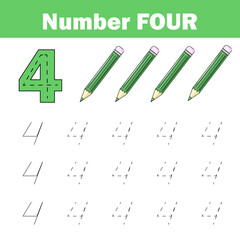 Handwriting practice. Learning mathematics and numbers. Printable worksheet for kids