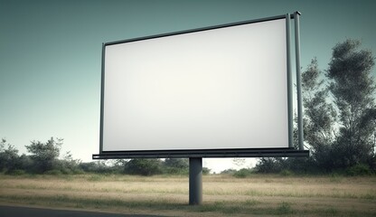 Obraz premium AI Generated. AI Generative. Highway road big billboard mock up canvas. Can be used for graphic design or marketing. Photo realistic Graphic Art Illustration.