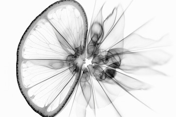 Abstract illustration of a beautiful natural floral shape in transparency, isolated over a clean background. Generative AI