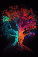 The tree of life with rainbows and stars Generative Ai
