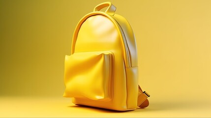 Vivid Style: Yellow Backpack Mockup Design. Generative AI