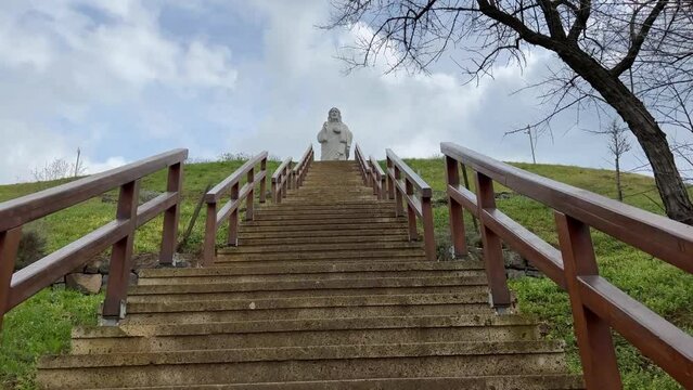 Statue of Christ above the village of Tarcal, Tokaj, Hungary