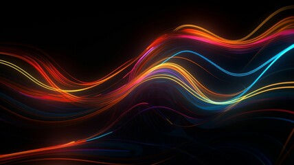 Graphic neon lines imaginative background, wallpaper,  colorful, Generative IA