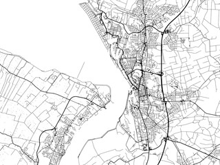 Vector road map of the city of  Bremerhaven in Germany on a white background.