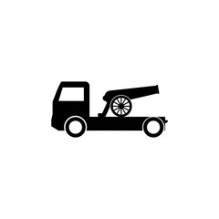 Military missile launcher truck. Cannon truck icon isolated on transparent background