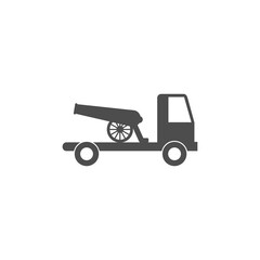 Military missile launcher truck. Cannon truck icon isolated on transparent background