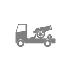 Military missile launcher truck. Cannon truck icon isolated on transparent background