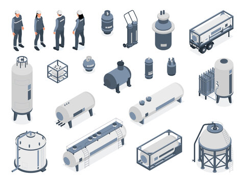 Compressed Gas Isometric Icons