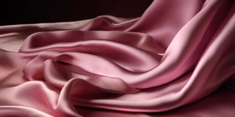 Obraz premium Light pale burgundy silk satin. Pink Berry color. Luxury elegant background for design. Creases in fabric. Drapery. Shiny smooth silky surface. Wedding, romance. Wide banner. Panoramic