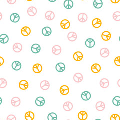 Seamless pattern with colorful peace symbols