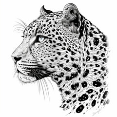 leopard head on white coloring 
