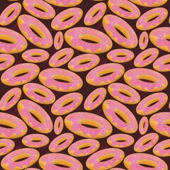 Pink bright donuts pattern falling