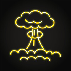Nuclear explosion neon line icon