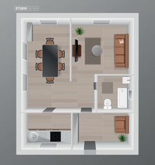 Apartment floor plan. Top view flat vector illustration.