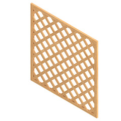 3D rendering illustration of a square wooden mesh panel module