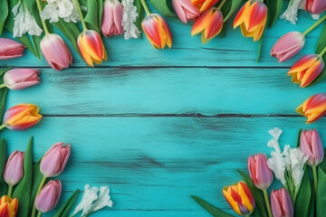 Tulip arrangement with blank space for text
