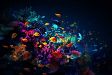 Naklejka na ściany i meble Underwater world. Coral fishes of Red sea (Generative AI)