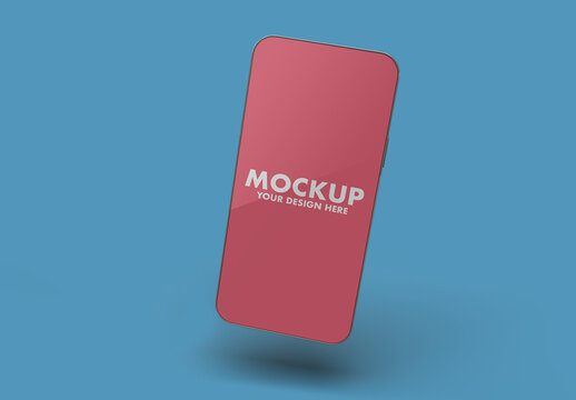 Realistic iPhone Pro Max Mockup on a Simple Clean Blue Background With Shadows
