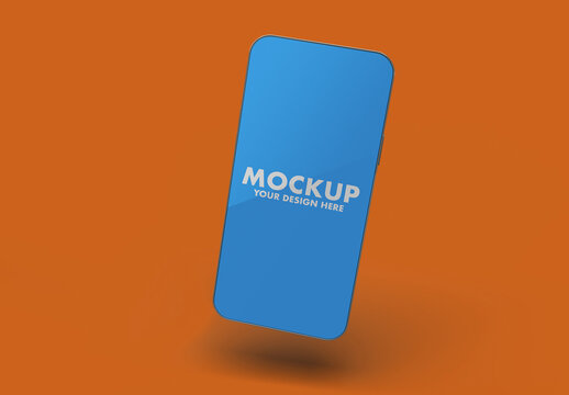 Realistic iPhone Pro Max Mockup on a Simple Clean Orange Background With Shadows