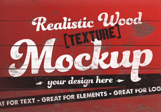 Red Painted Wood Mockup Effect