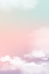Sunset Sky with cloud in Soft Blue Aqua,Pink,Purple Pastel color Background,Dramatic Twilight Landscape Sunrise,Vector horizon Morning Sunlight Sky for four Season , Winter,Spring,Summer,Autumn banner