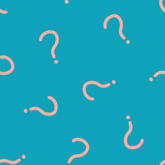Blue seamless pattern with pink question mark symbols