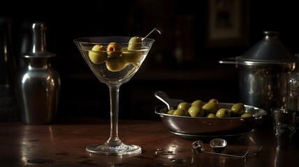 A Gin Martini with Olives