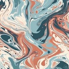 Fluid theoretical marble portray organize. Seamless pattern, AI Generated