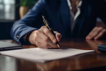 Business man signing a contract or agreement.