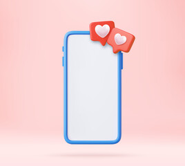 3D Like Icon with Heart and Smartphone