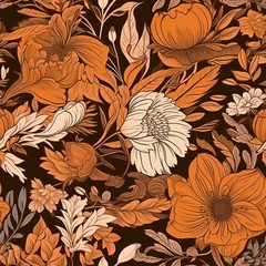 Möbelaufkleber Orange Botanical botanical organize establishment sensible for shape prints. Seamless pattern, AI Generated © BLACK AND WHITE LOGO