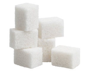 White sugar cubes cut out