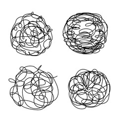 Tangled scribble logo icon sign Hand drawn ink sketch Decorative scrapbooking element Chaotic abstract design style Fashion print for clothes greeting invitation card flyer banner poster cover book ad