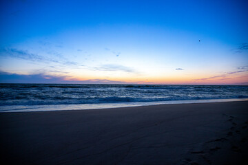 Blue hour on the beach after sunset North Sea Denmark