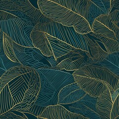 Naklejka na ściany i meble Make organize, philodendron plant with brilliant keep takes off with monstera plants line craftsmanship. Seamless pattern, AI Generated