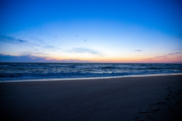 Blue hour on the beach after sunset North Sea Denmark
