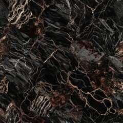 Miserable marble surface foundation, common marble with brown wavy veins. Seamless pattern, AI Generated